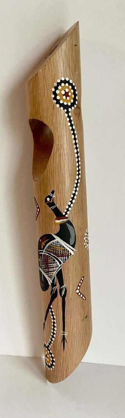 Australian Aboriginal Art Wooden Wine Bottle Holder with Balancing Design and